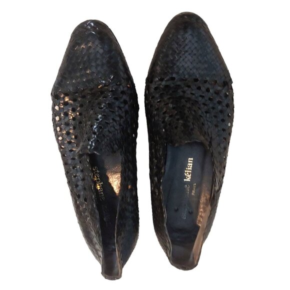 Stephane Kelian Womens Black Woven Leather Slip-on Loafer UK 7 /US 9 - Picture 1 of 9
